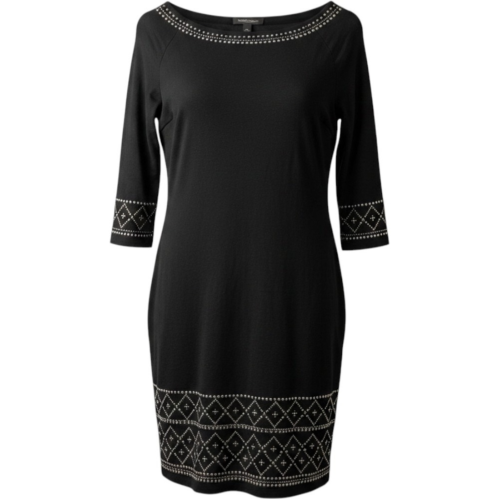 White House Black Market Elegant Black Sheath Dress Beaded Cocktail Party